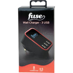 Wall Charger Triple USB Fuse Power featuring 4.5 Amp, rapid charge and 3 USB ports
