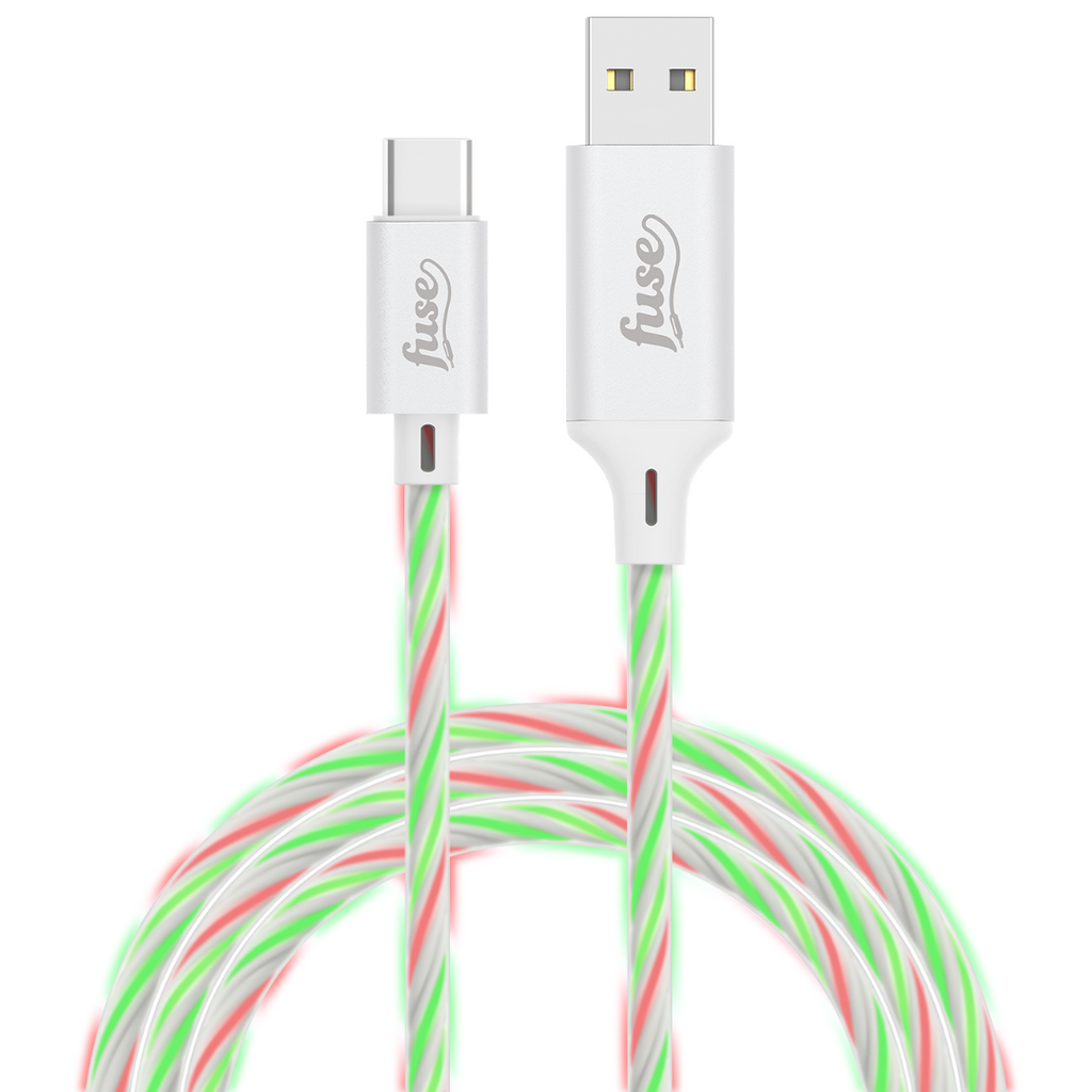 USB A to USB C Light Up Flashing Cables 1m Red Green – Fuse Audio