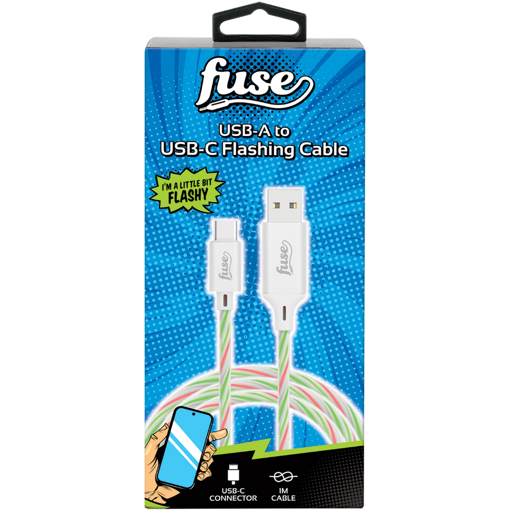 USB A to USB C Light Up Flashing Cables 1m Red Green – Fuse Audio